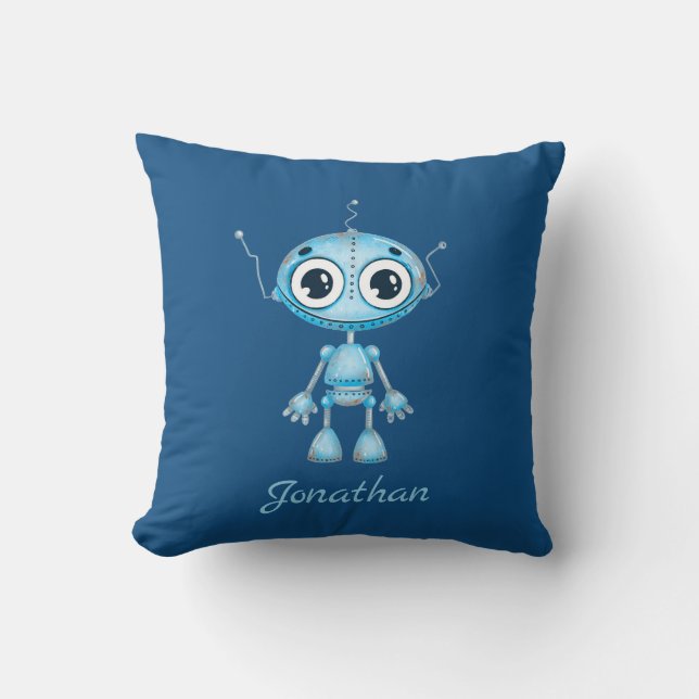 Coussin Cute Blue Robot Baby Boy Nursery Salle pour enfant (Recto)