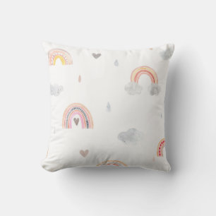 Coussin Cute Boho arc-en-ciel et nuages