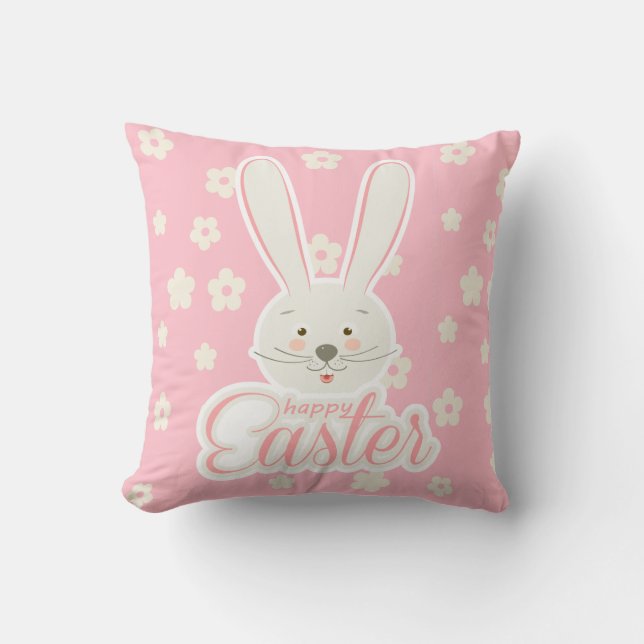 Coussin CUTE BUNNY HAPPY PÂQUES FÊTE DE VACANCES À LA mode (Recto)