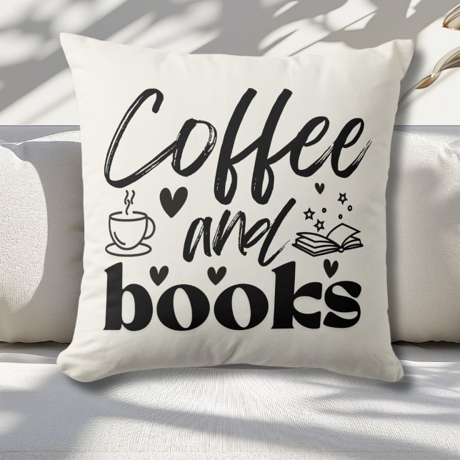 Coussin Cute Café et livre Amateurs Cadeau (Créateur téléchargé)