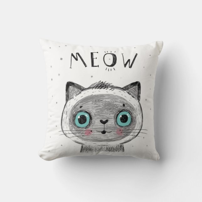 Coussin Cute Cat Face - Vous êtes magique MEOW (Recto)