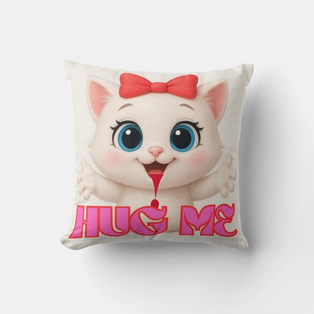Coussin Cute Cat Pillow – Kawaii Kitty Home Decor Design (Recto)