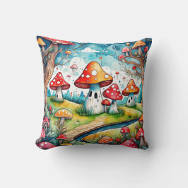 Coussin Cute champignons feuille cottage design