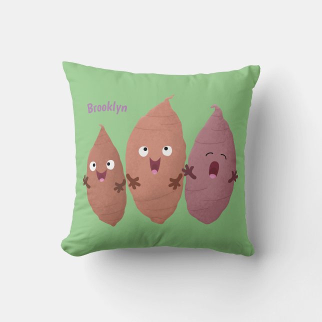 Coussin Cute chantant des patates douces caricaturales lég (Recto)