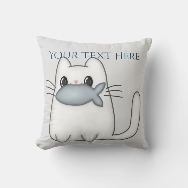 Coussin Cute chat avec poisson Prix (Recto)