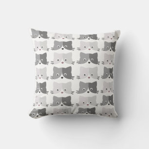 Coussin Cute Chat fait face à Gris Motif Chat