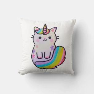 Coussin Cute chat licorne arc-en-ciel