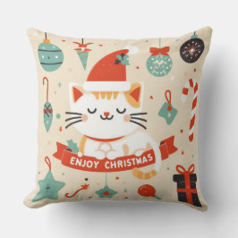 Coussin Cute chat Profitez de la saison de Noël