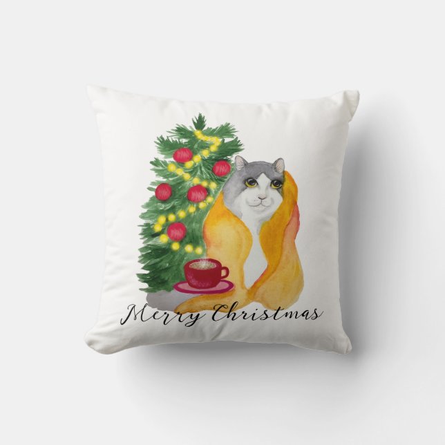 Coussin Cute chat sous une couverture confortable avec une (Recto)