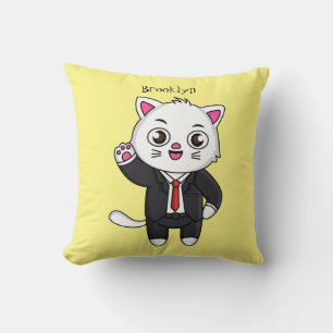 Coussin Cute chaton chat en costume d'affaires dessin anim