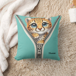 Coussin Cute Cheetah Enfants Nom personnalisé