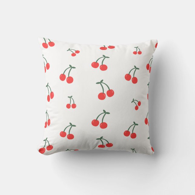 Coussin Cute Cherry Pattern – Minimalist Fruit Illustratio (Recto)