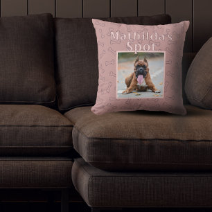 Coussin Cute chien rose Personnalisé Animal de compagnie N