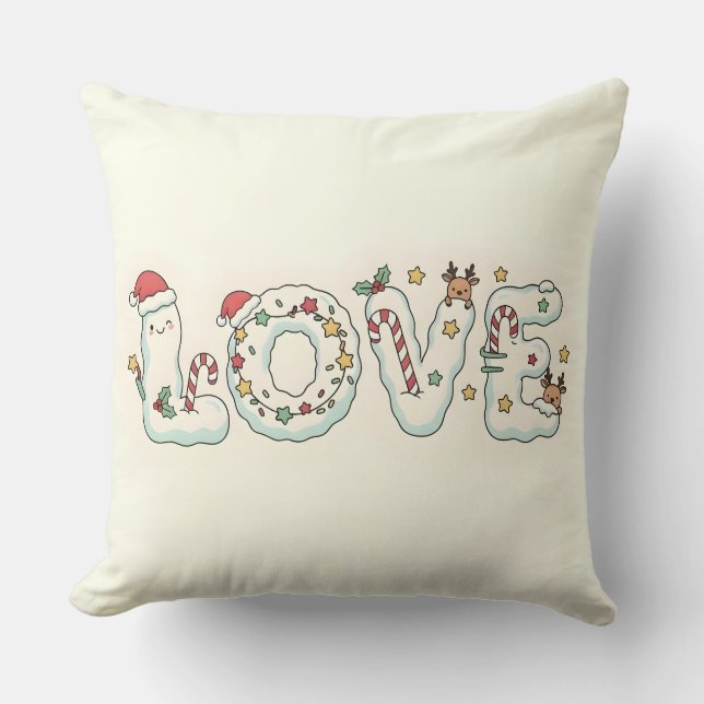 Coussin Cute Christmas Love Festive Throw Pillow (Recto)