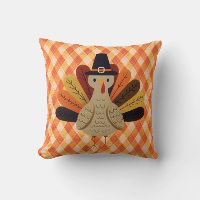 Coussin Cute, classique/vintage Thanksgiving Turquie (Recto)
