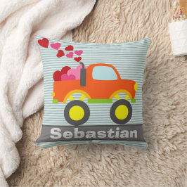 Coussin Cute Coeurs Camion Orange Boys Chambre
