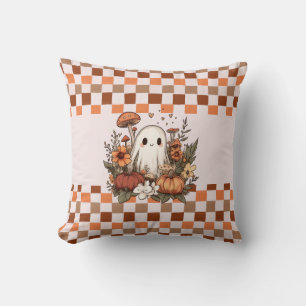 Coussin Cute Cottagecore Ghost Fall Halloween Checkerboard