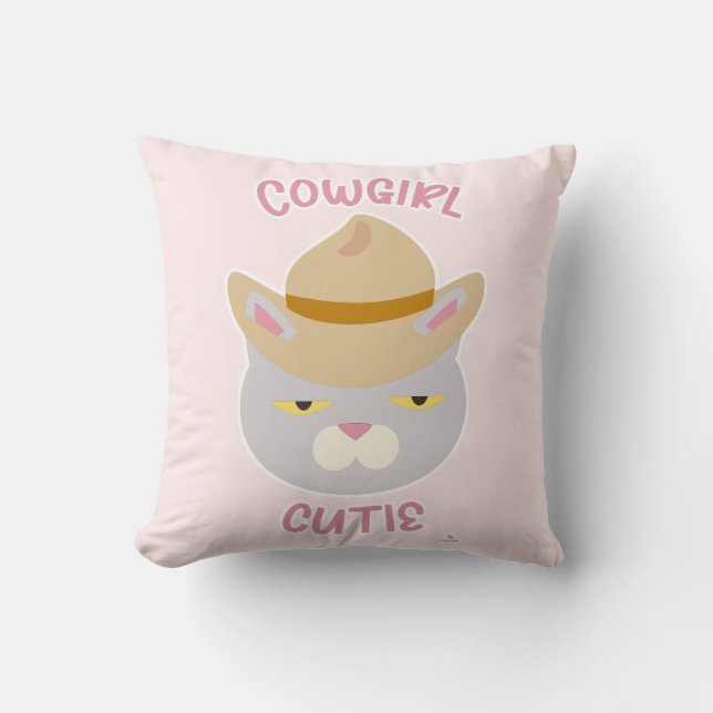 Coussin Cute Cowboy Casquette Cowgirl Fun Chat Slogan (Recto)