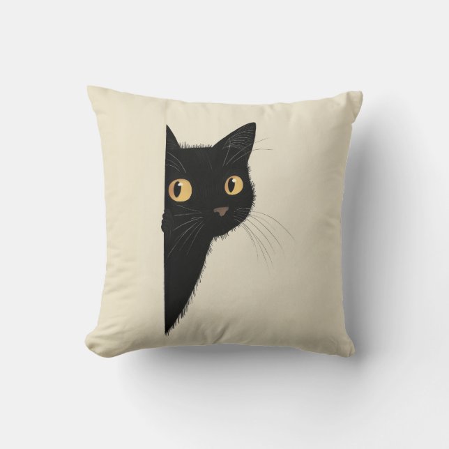 Coussin Cute cushion of a black cat (Recto)