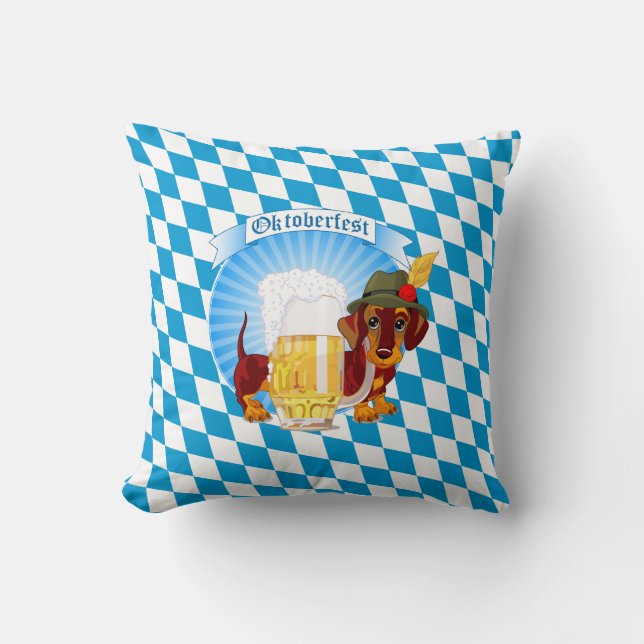 Coussin Cute Dachshund Oktoberfest (Recto)