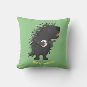 Coussin Cute drôle porc-épic avec dessin animé de banjo