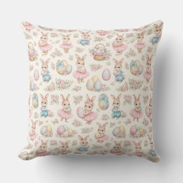 Coussin Cute Easter Bunny Floral Pattern - Pastel Spring 