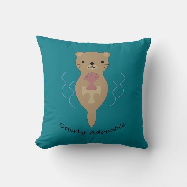 Coussin Cute et drôle Otter Otterly adorable (Recto)