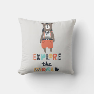 Coussin Cute Exploration Ours