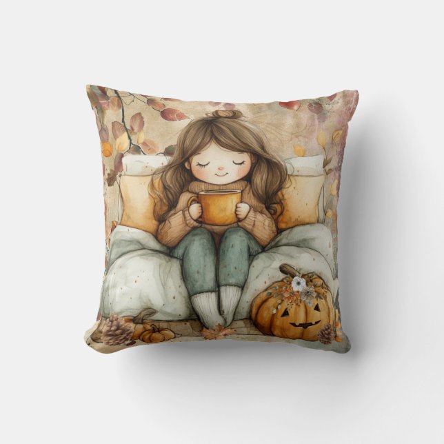 Coussin Cute Fall Throw Pillow (Recto)