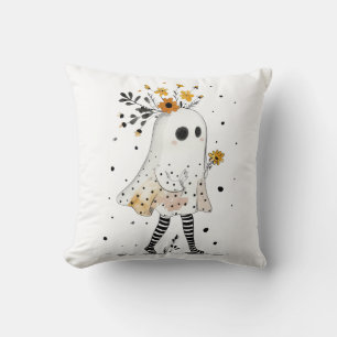Coussin Cute Fantôme avec tournesol Halloween Whimsical