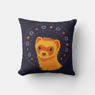 Coussin Cute Ferret Art - Colorful Smiling Design Mustelid