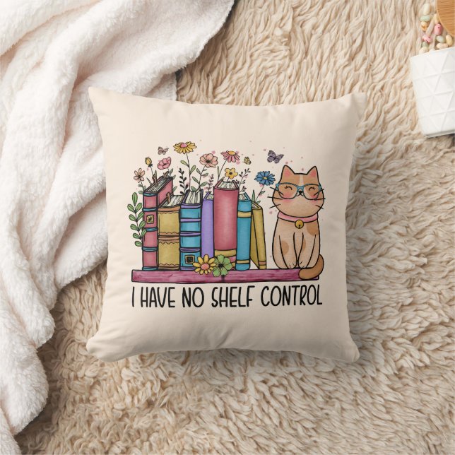 Coussin Cute Floral Livres et Chat (Couverture)