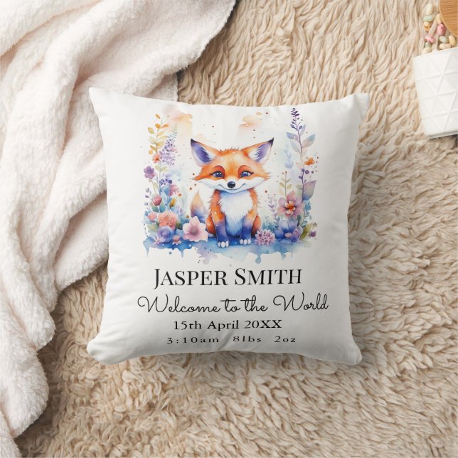 COUSSIN CUTE FLUFFY BÉBÉ FOX NURSERY ART PERSONNALISÉ (Couverture)