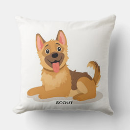 Coussin Cute German Shepherd Puppy Illustration Decorative