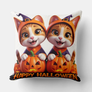 Coussin Cute Ginger Chats en sorcier Casquette Halloween C