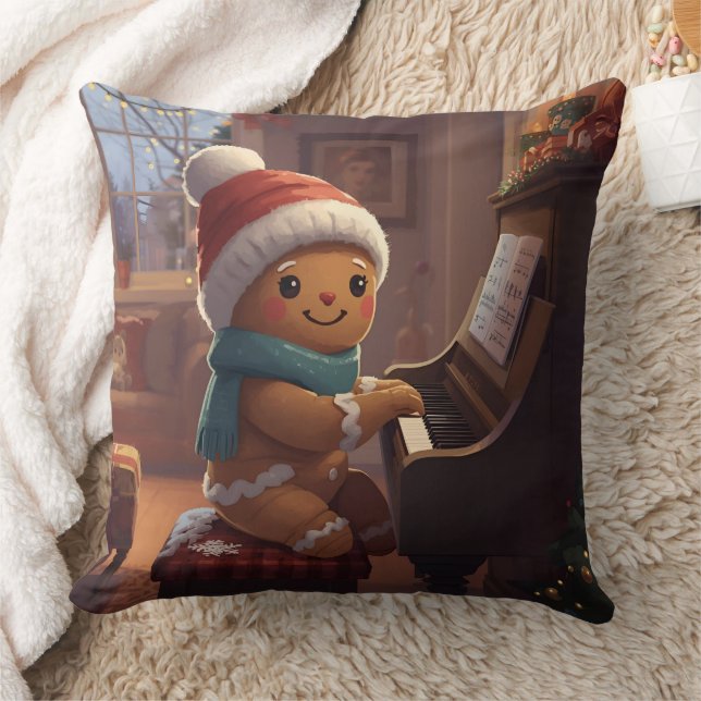 Coussin cute gingerbread boy Christmas holidayThrow Pillow (Couverture)