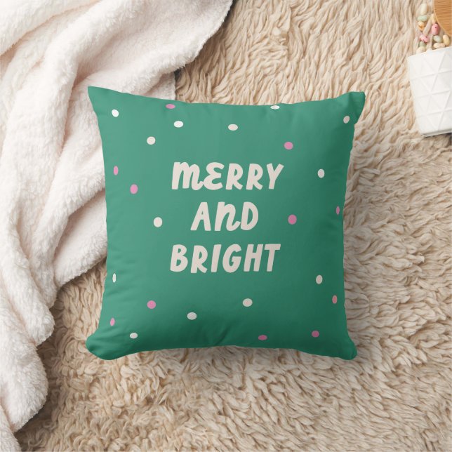 Coussin Cute Green Merry & Bright Confetti Christmas  (Couverture)