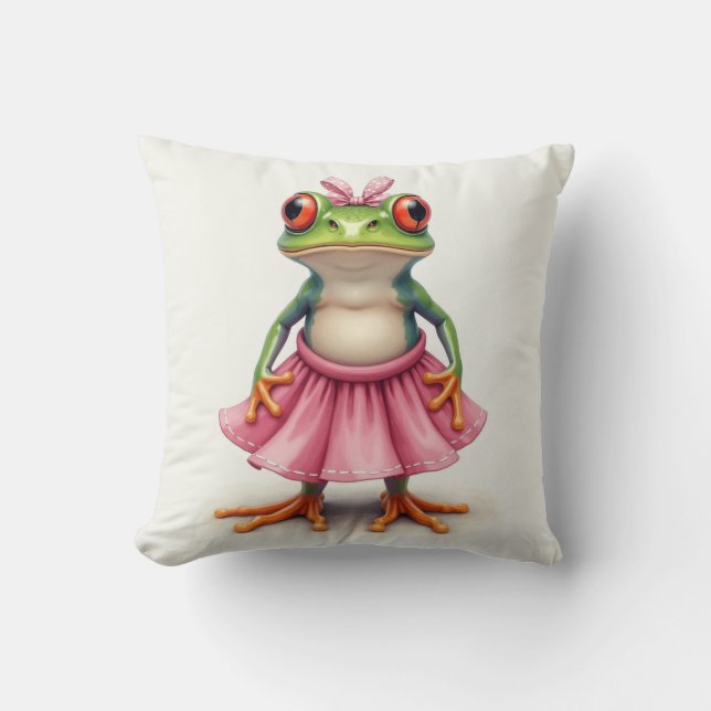 Coussin Cute grenouille en rose (Recto)