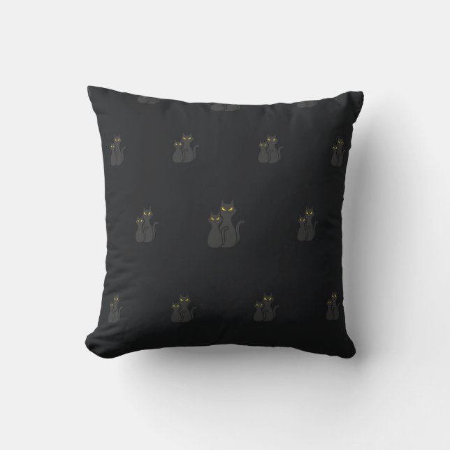 Coussin Cute Halloween Chat Noir Jeu d'oreillers (Recto)