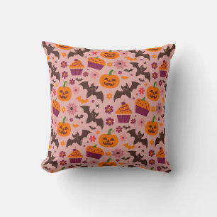 Coussin Cute Halloween Cushion Festive rose et orange