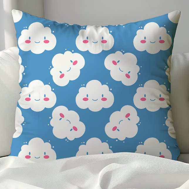 Coussin Cute Happy Nuages Rainy Day Parade Collection (Créateur téléchargé)