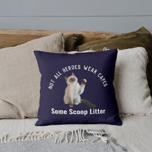 Coussin Cute Hero Cat Papa personnalisé pour la fête des p