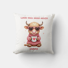 Coussin Cute Highland Cow Valentine Heart Glasses Coffee m