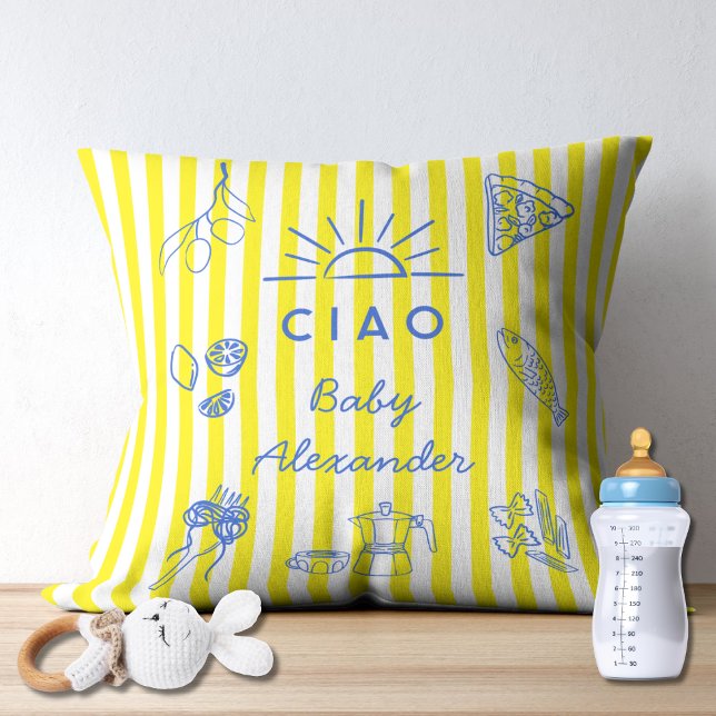 Coussin Cute Italien Thème Baby shower Cadeau Ciao Baby (Créateur téléchargé)