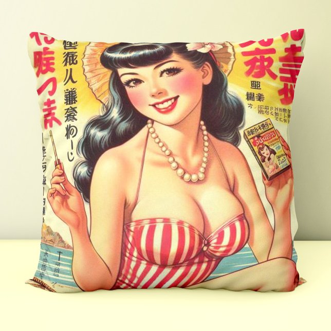 Coussin Cute japonaise Vintage fille (Créateur téléchargé)