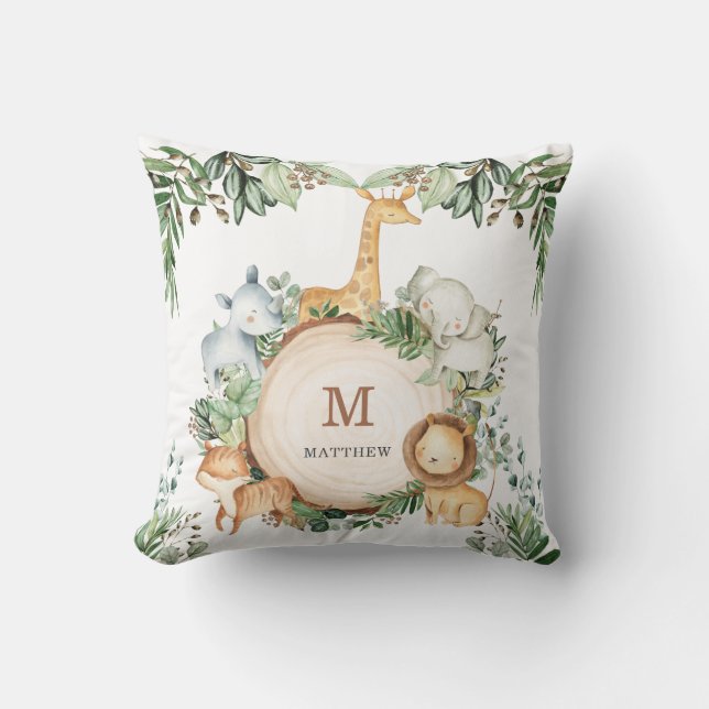 Coussin Cute Jungle Safari Animaux Verdure Nourriture pour (Recto)