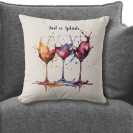 Coussin Cute Just a Splash de vin aquarelle