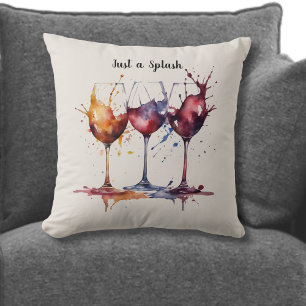 Coussin Cute Just a Splash de vin aquarelle