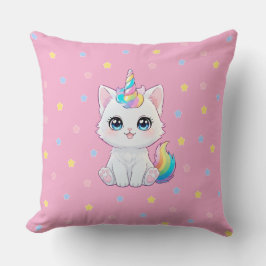 Coussin Cute Kawaii Caticorn Throw Pillow