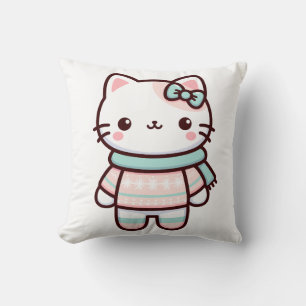 Coussin Cute Kawaii Chat en Sweat